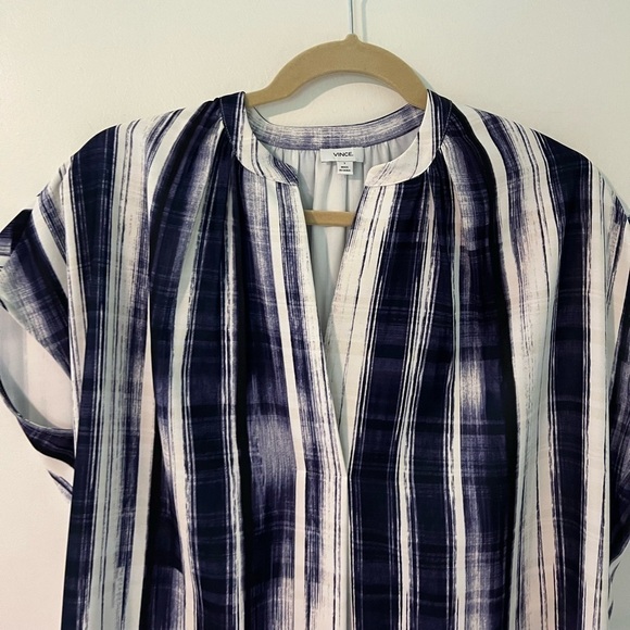 Vince Brush Stroke Split Neck Tunic Dress - Picture 7 of 8